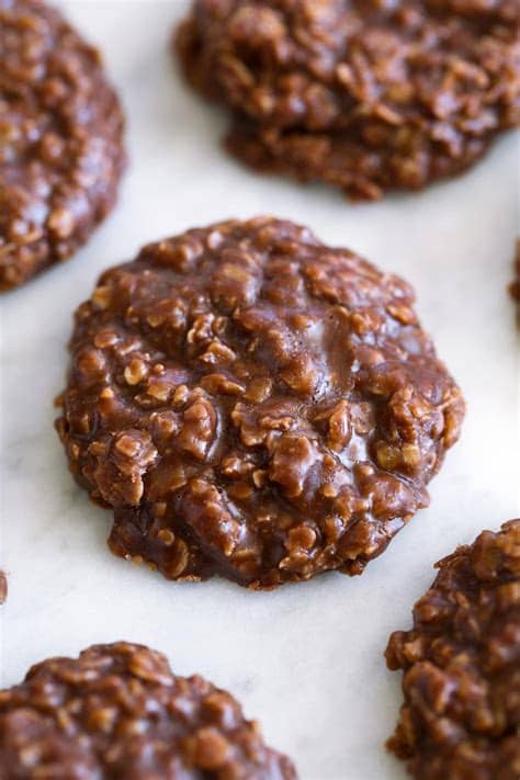 Peanut butter chocolate healthy no bake cookies made with half the amount of sugar in traditional place baking sheet in fridge until cookies are set, then serve. No Bake Cookies {Perfect Every Time!} - Cooking Classy