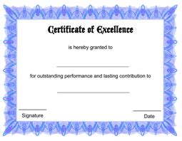 Back to 30 free printable blank certificates. Free Printable Certificate of Excellence Template ...