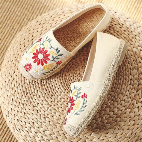 Flower Embroidered Shoes Handmade Emboroidered Shoes Summer Etsy