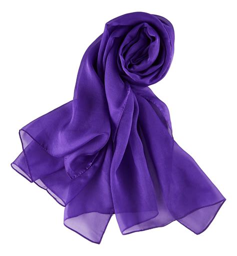 Long Silk Chiffon Scarf Solid Purple Color Sql209 Yangtze Store