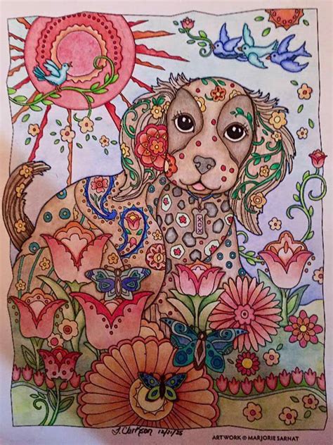 Dog Coloring Book Adult Coloring Pages Pampered Dogs Hand Made