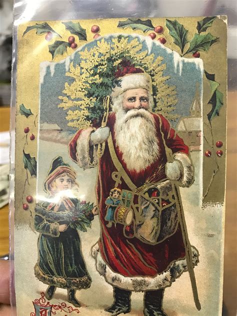 Vintage Christmas Cards Magical Santa Victorian Unique Germany