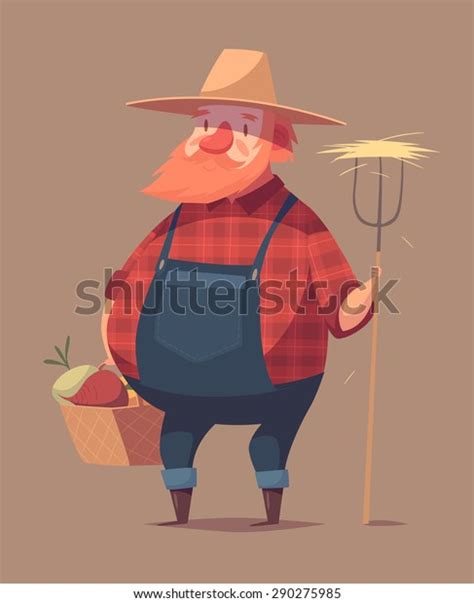 Funny Farmer Character Isolated Vector Illustration Stock Vector