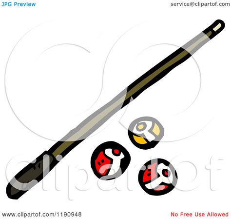 Cartoon Of A Pool Cue And Billiard Balls Royalty Free Vector Illustration By Lineartestpilot