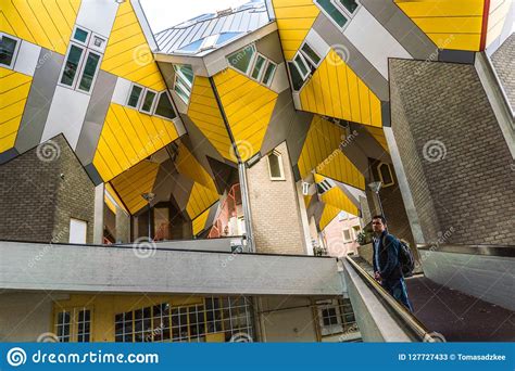 Yellow Cubic Houses And Apartments In Rotterdam The Netherlands