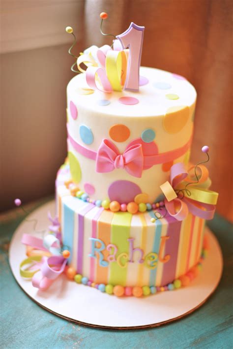 Girly Whimsical 1st Birthday Cake