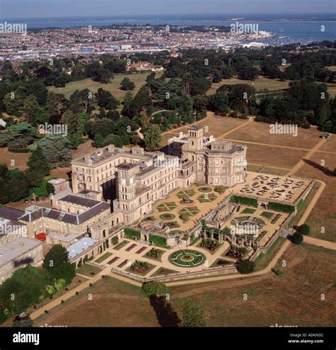 Osborne House Formal Gardens Isle Of Wight Uk Aerial View Home Of Stock