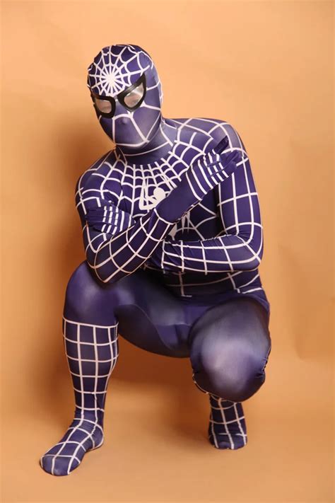 unisex adult full body purple lycra spandex superhero spiderman zentai suits halloween costume