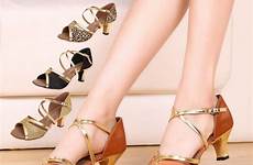 shoes dance dancing women ballroom latin salsa high tango comfortable sandal square heels samba leopard sole soft female