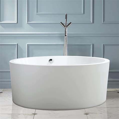 Vanity Art 59 Inch Freestanding Acrylic Bathtub Modern Stand Alone