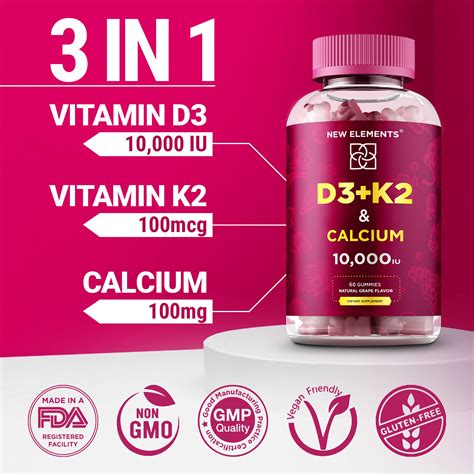 Mua Vitamin D K Gummies Iu With Calcium Mg Vit D For Adults Mk Vitamin K