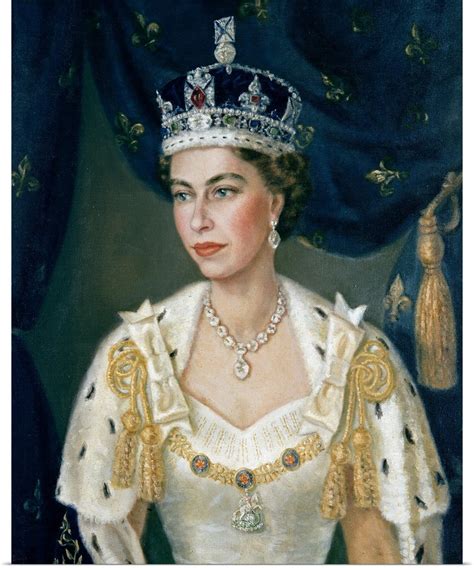 While the coronation marked elizabeth's formal investiture as queen, the former princess had officially ascended to the throne more than a year earlier, upon the death of her father on february 6. Poster Print Wall Art entitled Portrait of Queen Elizabeth ...
