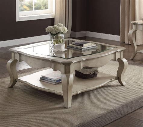Homeroots White Wood Clear Glass Top Coffee Table The Classy Home