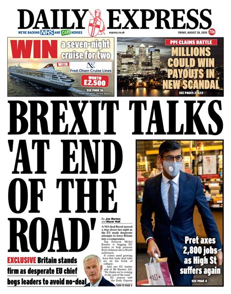 Daily Express Front Page 28th Of August 2020 Tomorrows Papers Today