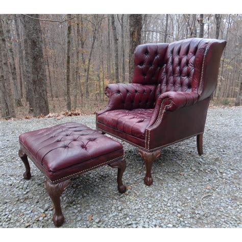 Shop the latest leather chair with ottoman deals on aliexpress. Vintage Oxblood Tufted Leather Chesterfield Wingback Chair ...