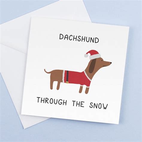 Dachshund Through Snow Funny Christmas Cards Seasonal Etsy