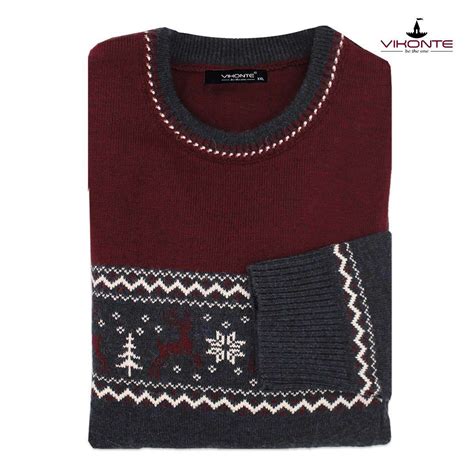Коледен мъжки пуловер бордо CB2044 - vikonte.eu