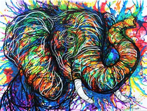 Abstract Colorful Elephant Art Original Acrylic Painting Etsy In 2021