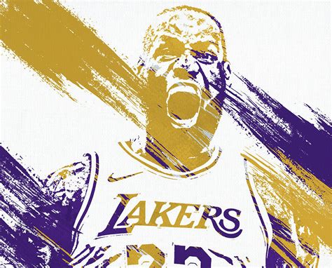 Lebron James Los Angeles Lakers Watercolor Strokes Pixel Art Mixed
