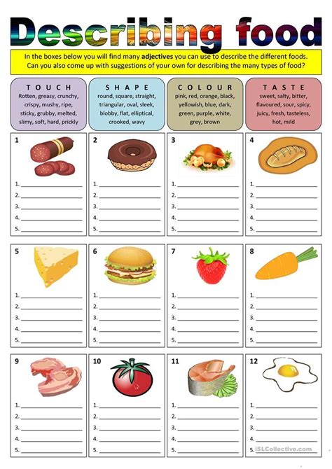 Describing Food Adjectives Worksheet Free Esl Printable Worksheets Made By Teachers Food
