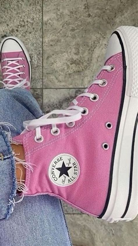 Pink Converse Plateau Shoes Pink Shoes Sneakers White And Pinks