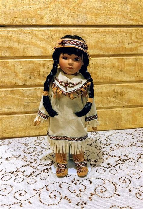 beautiful 15 native american porcelain doll with papoose etsy