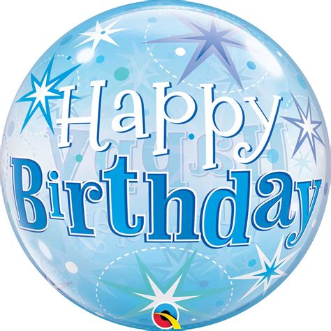 Bubble Ballon Happy Birthday Blau Ø 56 Cm Qualatex