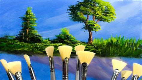 Fan Brush Techniques For Beginners Trees Bush And Grass Painting Part 2 YouTube