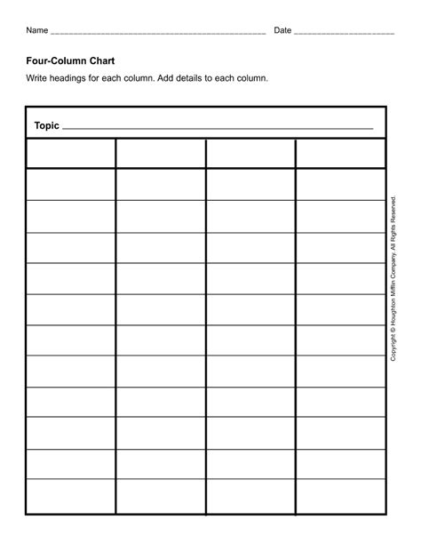 Free Printable Blank Column Chart