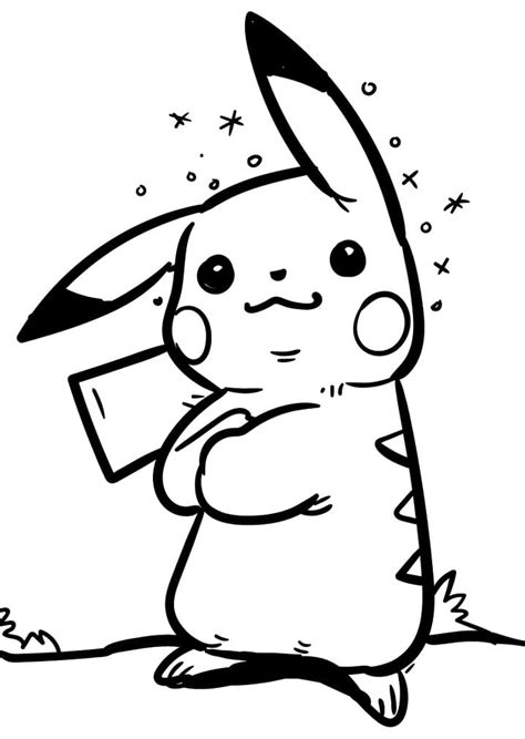 Dibujos De Lindo Pikachu 1 Para Colorear Para Colorear Pintar E