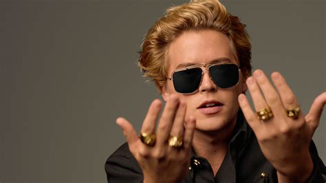 cole sprouse is back to blonde in new campaign for versace eyewear collaboration — see photos