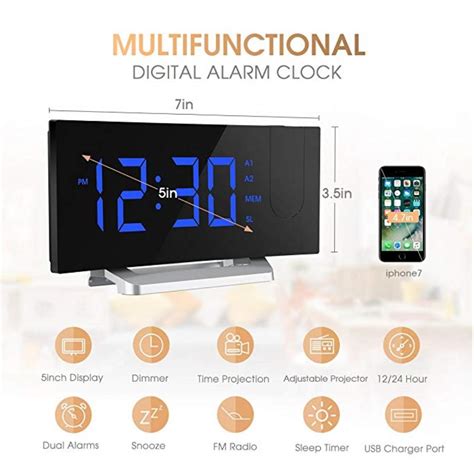 Weather station alarm clock wireless alarm clock temperature humidity monitor clocks digital display clocks1. Mpow Projection Clock, FM Radio Alarm Clock, Curved-Screen ...