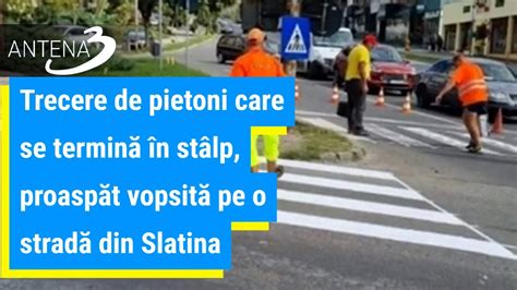 Trecere De Pietoni Care Se Termină în Stâlp Proaspăt Vopsită Pe O