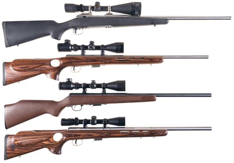 Four Scoped Left Handed Savage Bolt Action Sporting Rifles Rock