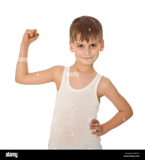 Boy Showing His Muscle Stock Photo Alamy