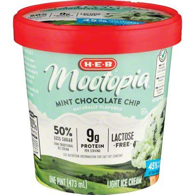 H E B Mootopia Lactose Free Light Ice Cream Mint Chocolate Chip 1 Pt