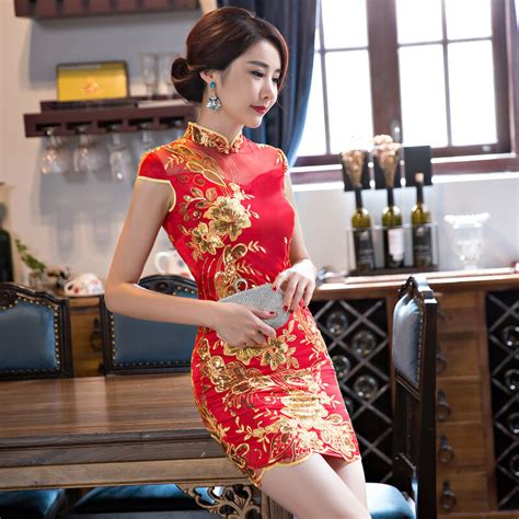 Women Cheongsam Lace Embroidery Wedding Bride Dress Chinese Mini Qipao Slim Gown Ebay