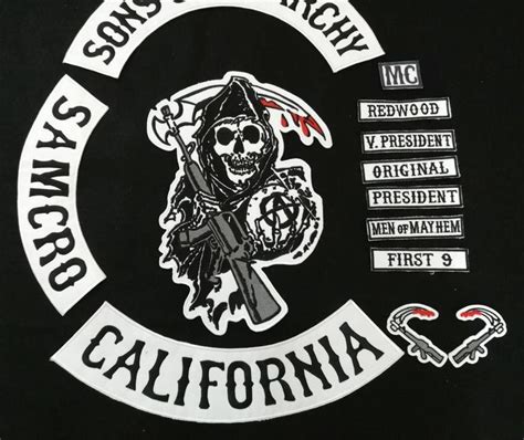 Sons Of Anarchy 13 Pcs Black Lettering Patches Anarchy Sons Of