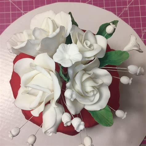 Gumpaste White Rose Cake Topper Fondant Flower Wedding Sugar Etsy