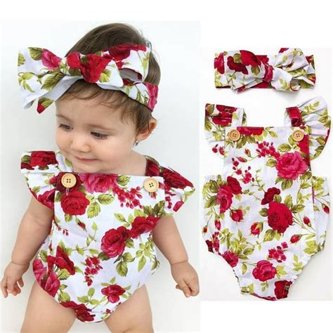 Canis Newborn Infant Toddler Baby Girls Clothes Flower Jumpsuit