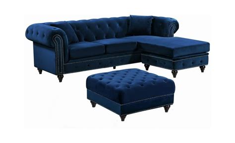 Navy Blue Tufted Sectional Sofa Sofa Design Ideas