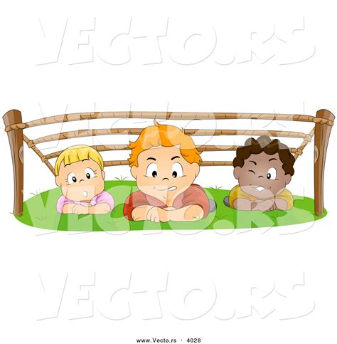 Boot camps are usually state run correctional facilities. Cartoon Vector of 3 Children Crawling Under Ropes - Boot ...