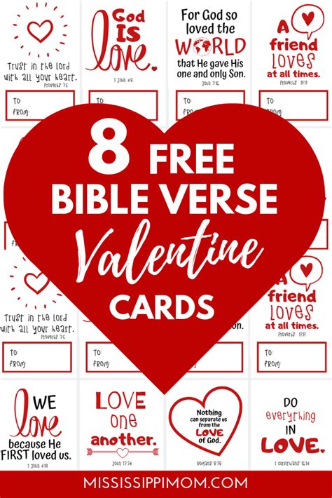 Once you have chosen your verse be sure to click through and choose a matching download for your special occasion. 8 FREE Printable Bible Verse Valentines Cards ...