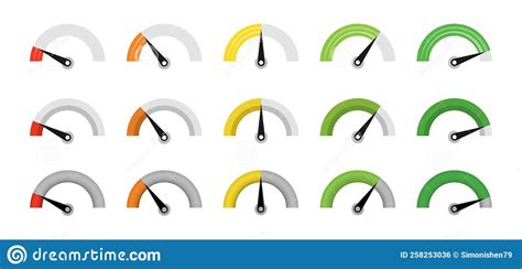 Dashboard Colorful To Speedometer Icons Set Set Of Color Vector