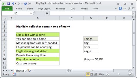Excel Formula Highlight Cells That Contain One Of Many Exceljet