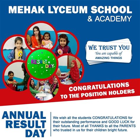 Annual Result Day Poster Designed For Mehak Lyceum School And Academy