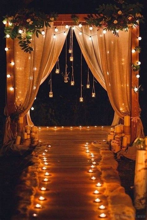 22 Night Wedding Ceremony Aisles And Backdrops With Lights Night