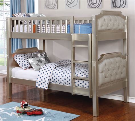 Spencer Champagne Light Gray Twin Bunk Bed