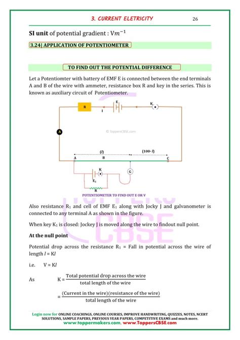 Class Physics Notes Of Chapter Current Electricity Toppers Cbse