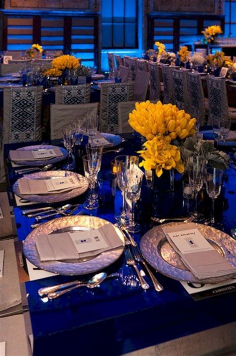 Flowers wedding table runner 19 ideas #wedding #flowers. 25+ Pretty Blue And Yellow Flowers For Table Wedding ...